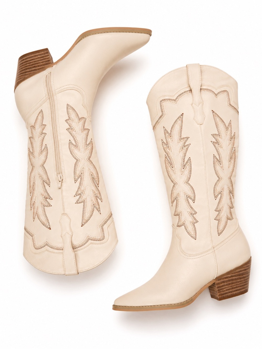 Altar'd State Melia Western Boots Cream Size 6 NIB